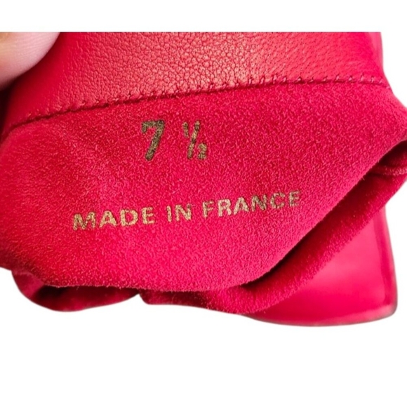 Fashion Women's Leather Gloves color red made in France Size EU 7.5 /US S NWOT - Picture 7 of 9